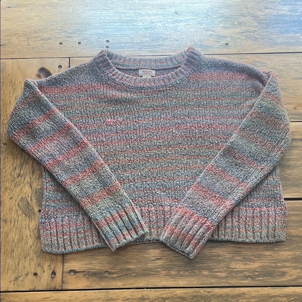 Mossimo Supply Co. Multicolor Heathered Crewneck Sweater - Gray & Pink